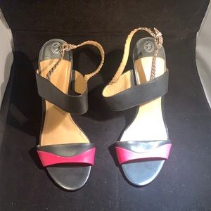 Ivanka Trump leather & snakeskin sandals
